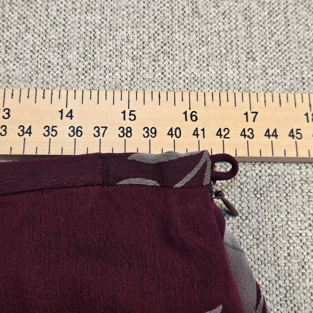 Ann Taylor Burgundy Floral Print Maxi Skirt Size 14 Zipper Lined Side Slit Flowy